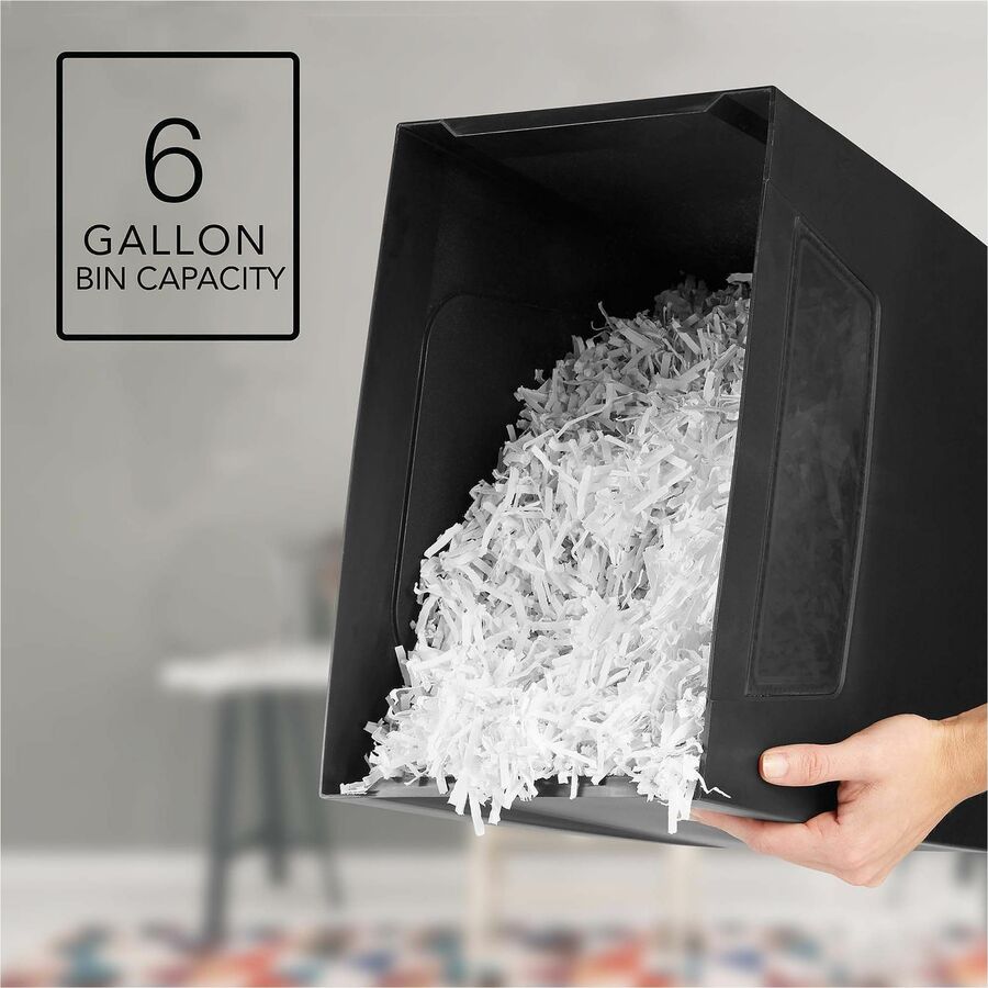 GBC ShredMaster PX10-06 Super Cross-Cut Paper Shredder - Non-continuous Shredder - Super Cross Cut - 10 Per Pass - for shredding Staples, Paper Clip - P-4 - 5.90 ft/min - 9" Throat - 6 Minute Run Time - 6 gal Wastebin Capacity - Black, Chrome