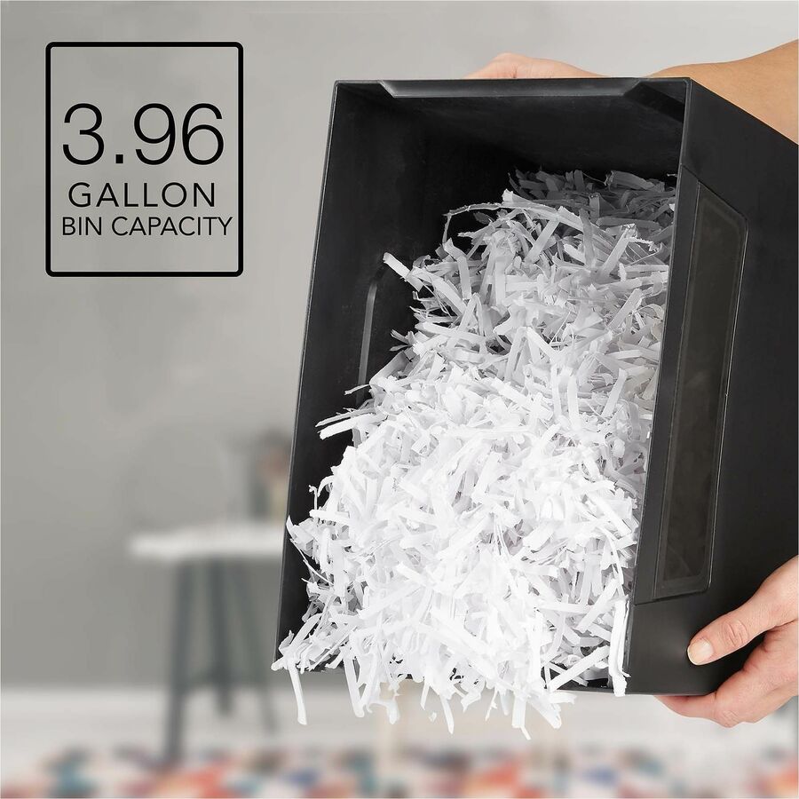 GBC ShredMaster PX08-04 Cross-Cut Paper Shredder - Non-continuous Shredder - Super Cross Cut - 8 Per Pass - for shredding Staples, Paper Clip - P-3 - 5.90 ft/min - 9" Throat - 3 Minute Run Time - 3.96 gal Wastebin Capacity - Black, Chrome