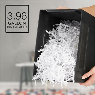 GBC ShredMaster PX08-04 Cross-Cut Paper Shredder - Non-continuous Shredder - Super Cross Cut - 8 Per Pass - for shredding Staples, Paper Clip - P-3 - 5.90 ft/min - 9" Throat - 3 Minute Run Time - 3.96 gal Wastebin Capacity - Black, Chrome