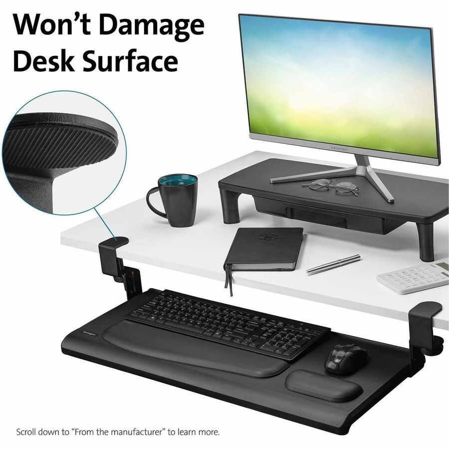 Kensington SmartFit Clamp-On Keyboard Drawer - 13.3" Height x 32.4" Width - Black - 1 - TAA Compliant