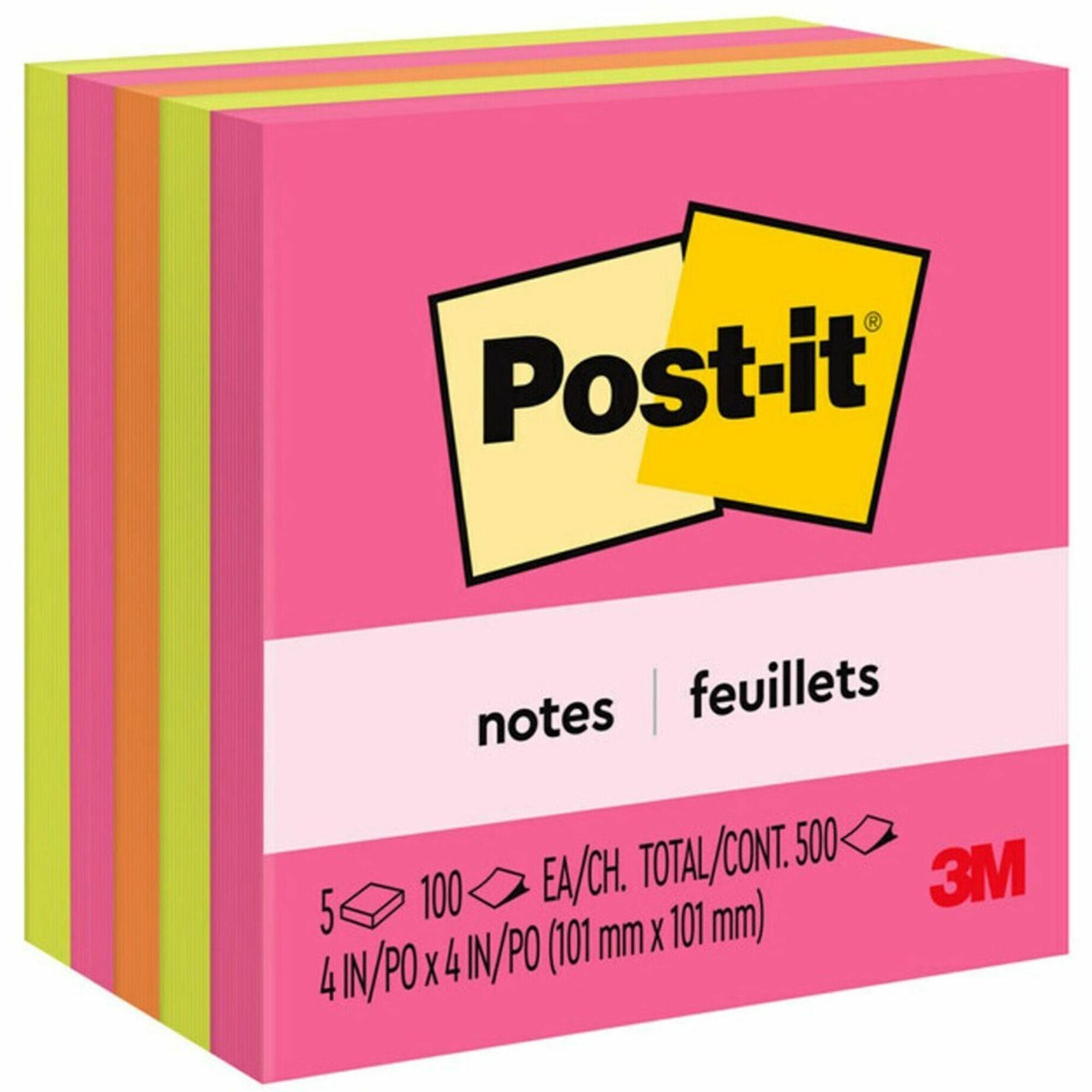 Original Pads in Poptimistic Collection Colors, 4" x 4", 100 Sheets/Pad, 5 Pads/Pack