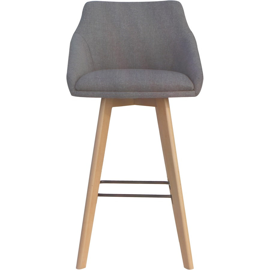 Lorell Gray Flannel Mid-Century Modern Guest Stools - Four-legged Base - Gray - Armrest - 2 / Carton