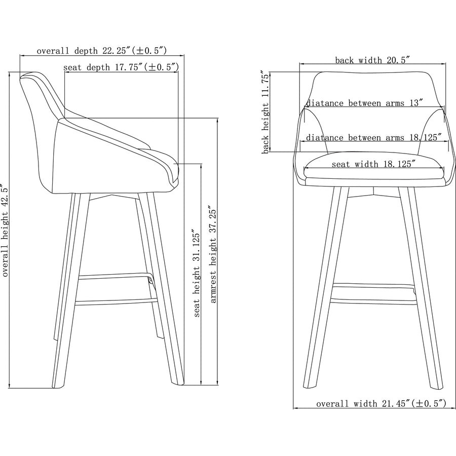 lorell-gray-flannel-mid-century-modern-guest-stools-four-legged-base-gray-armrest-2-carton_llr68561 - 3