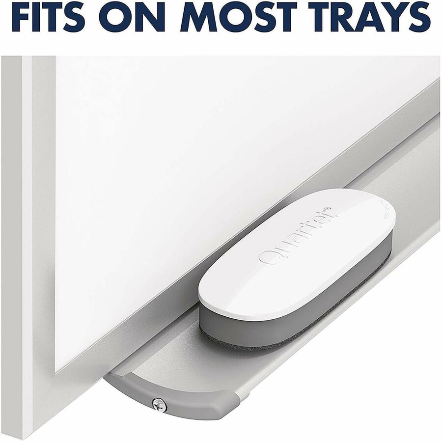 Quartet Dry-Erase Board Eraser - 2" Width x 5" Length - Streak-free, Comfortable Grip, Dustless, Stain Resistant - White, Silver - Foam, Felt - 1Each