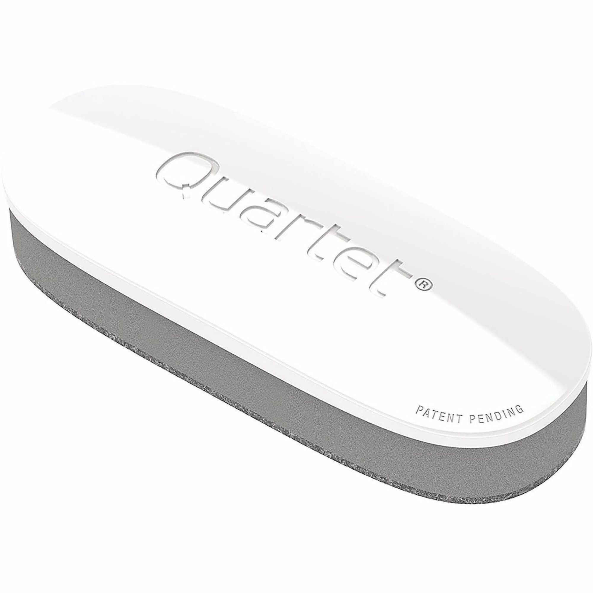 Quartet Dry-Erase Board Eraser - 2" Width x 5" Length - Streak-free, Comfortable Grip, Dustless, Stain Resistant - White, Silver - Foam, Felt - 1Each