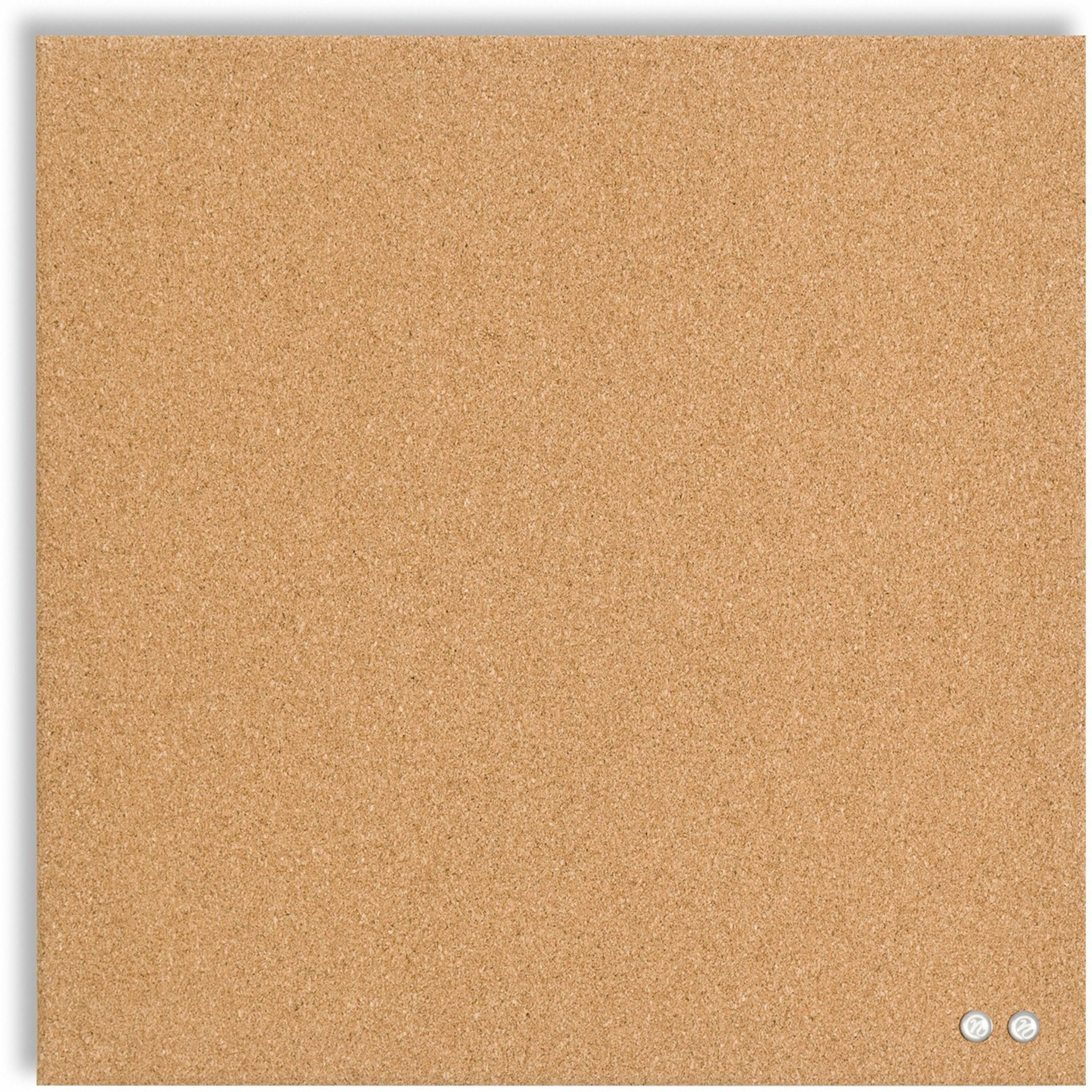 U Brands Square Cork Bulletin Board, 14 x 14 Inches, Frameless, Natural, Push Pins Included (463U00-04) - Natural Cork Surface - Self-healing, Frameless, Easy Installation, Sleek Style, Self-healing, Mounting System - 1 Each - 14" x 14