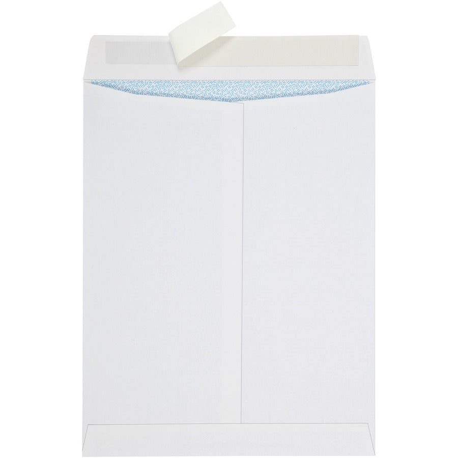 Redi-Strip Security Tinted Envelope, #13 1/2, Square Flap, Redi-Strip Adhesive Closure, 10 x 13, White, 100/Box