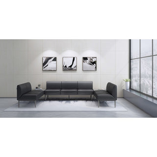 Lorell Contemporary Reception Collection Sofa Seat Armrest - Black - Polyurethane - 1 Each