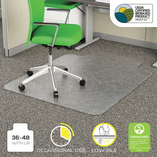 Deflecto EconoMat Chair Mat - Commercial, Carpet - 48" Length x 36" Width x 0.100" Thickness - Lip Size 10" Length x 19" Width - Clear - 1Each