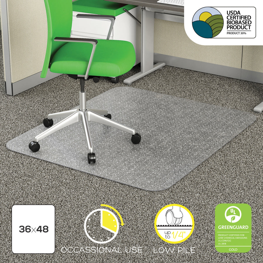 Deflecto EconoMat Chair Mat - Commercial, Carpet - 48" Length x 36" Width x 0.100" Thickness - Rectangular - Clear - 1Each