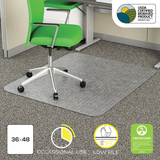 Deflecto EconoMat Chair Mat - Commercial, Carpet - 48" Length x 36" Width x 0.100" Thickness - Rectangular - Clear - 1Each