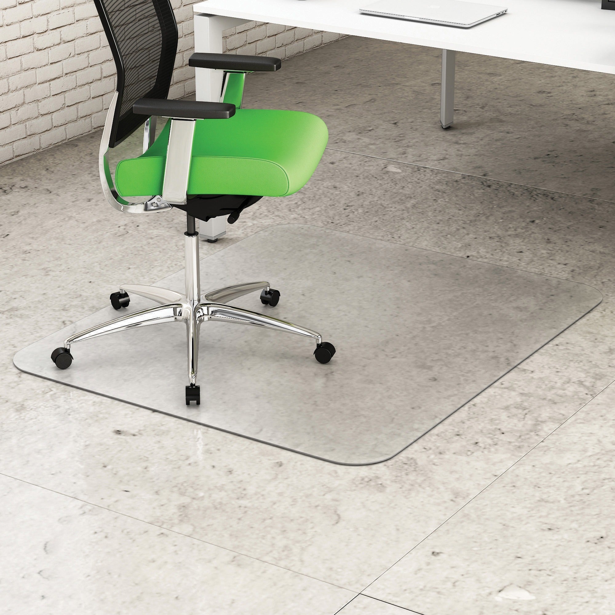 Deflecto Earth Source Hard Floor Mat - Commercial, Carpet, Hard Floor - 60" Length x 46" Width x 0.100" Thickness - Rectangular - Clear - 1Each