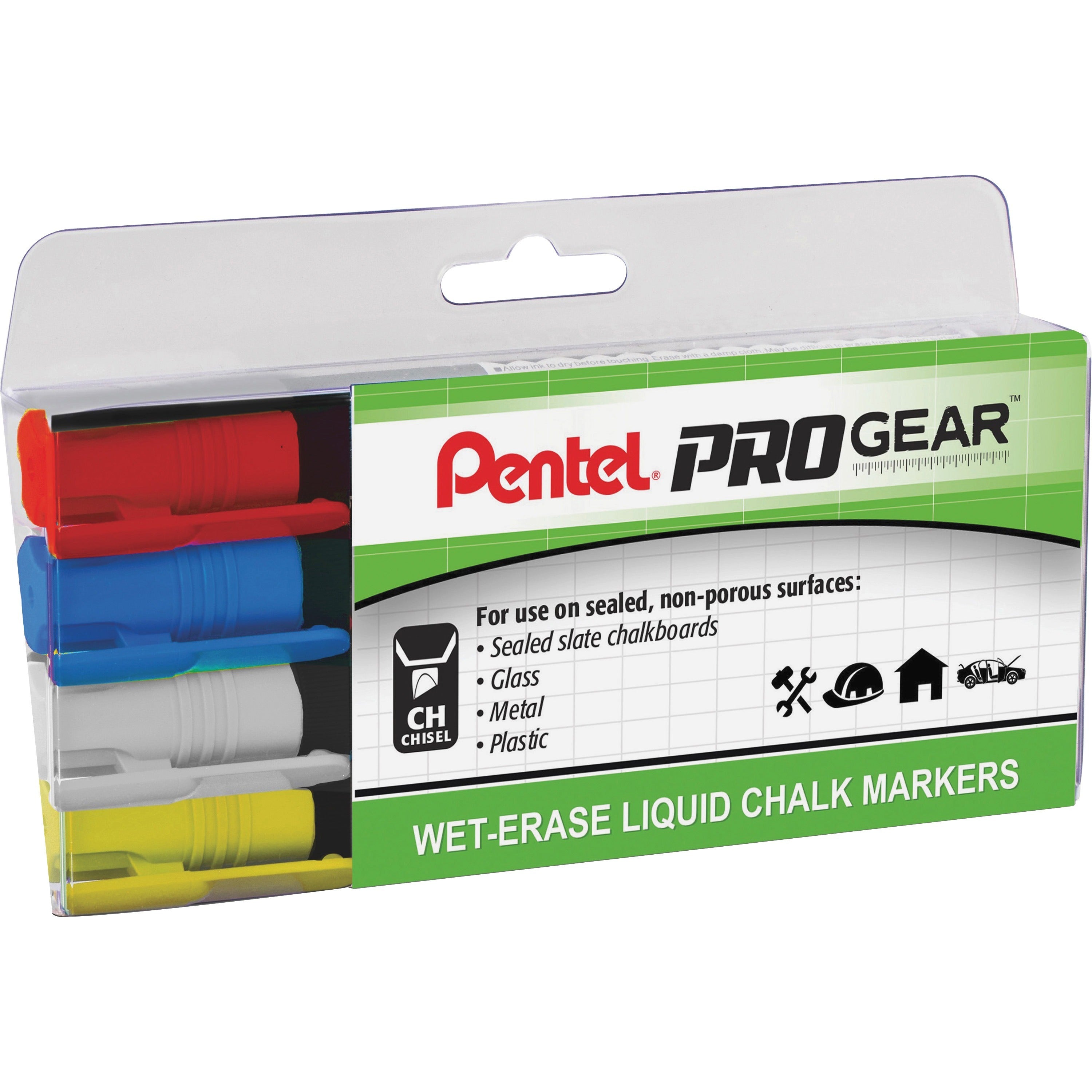 pentel-progear-wet-erase-liquid-chalk-marker-chisel-marker-point-stylechalk-based-ink-4-pack_pensmw26pgpc4m1 - 1