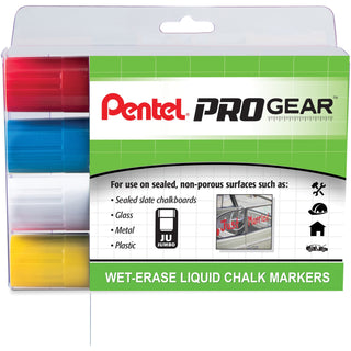 pentel-progear-wet-erase-liquid-chalk-marker-jumbo-marker-point-chisel-marker-point-stylechalk-based-ink-4-pack_pensmw56pgpc4m1 - 1