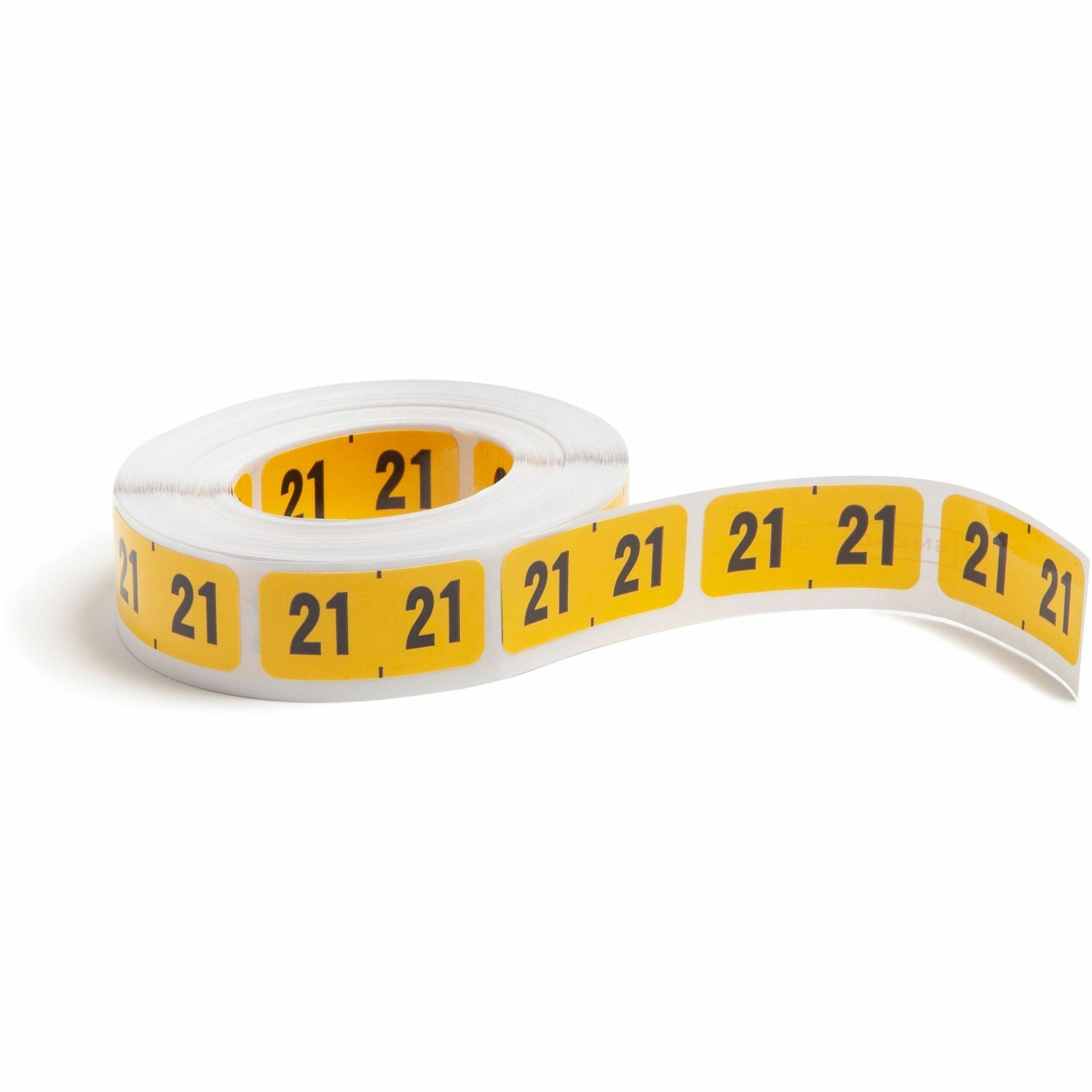 Year 2021 End Tab Folder Labels, 1.5 x 0.75, Yellow/Black, 500 Labels/Roll