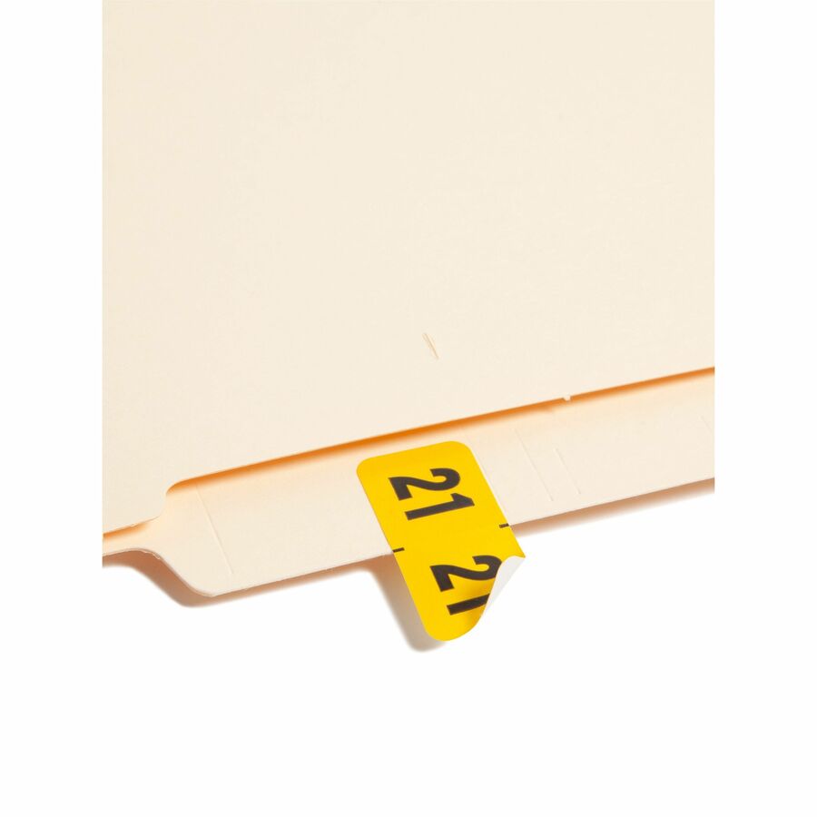 Year 2021 End Tab Folder Labels, 1.5 x 0.75, Yellow/Black, 500 Labels/Roll
