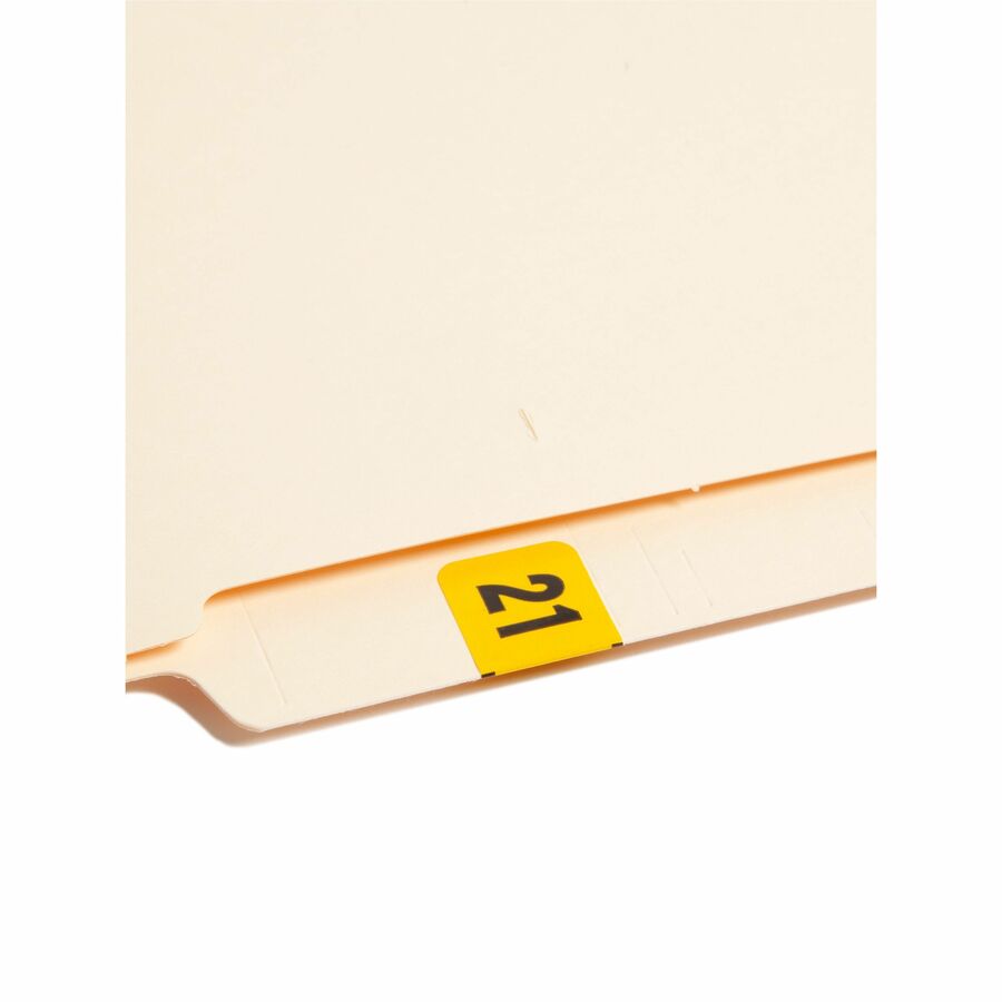 Year 2021 End Tab Folder Labels, 1.5 x 0.75, Yellow/Black, 500 Labels/Roll