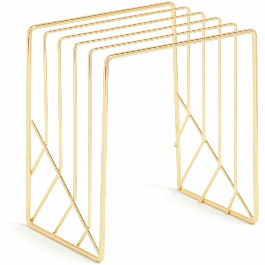 Vena Desktop Organization Kit, 8 Compartments, Letter Sorter, Paper Tray, Pencil Cup, Gold, Metal