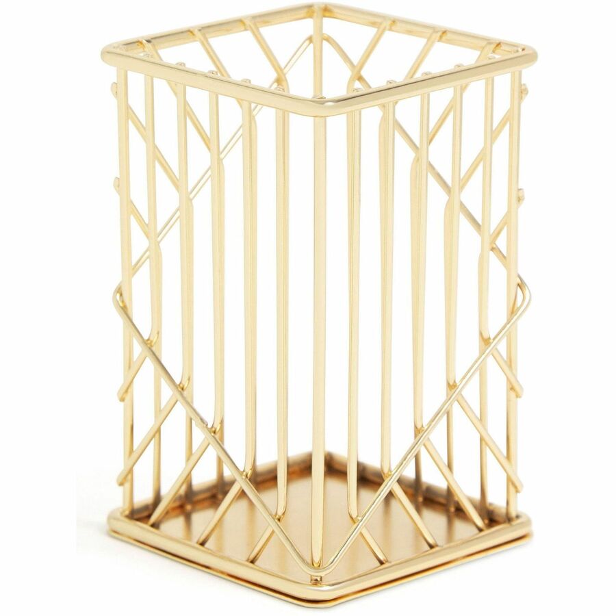 Vena Desktop Organization Kit, 8 Compartments, Letter Sorter, Paper Tray, Pencil Cup, Gold, Metal