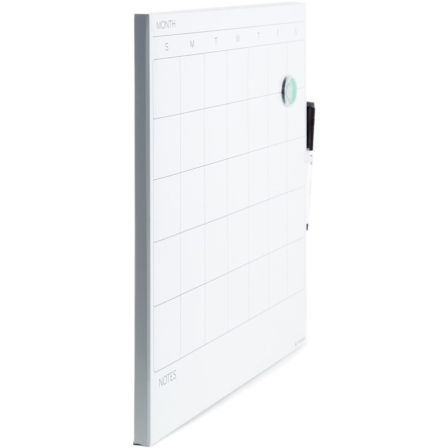 U Brands Magnetic Dry Erase Calendar Board - 14.6" Height x 14" Width - White Painted Steel Surface - Square - Horizontal - 1 Each