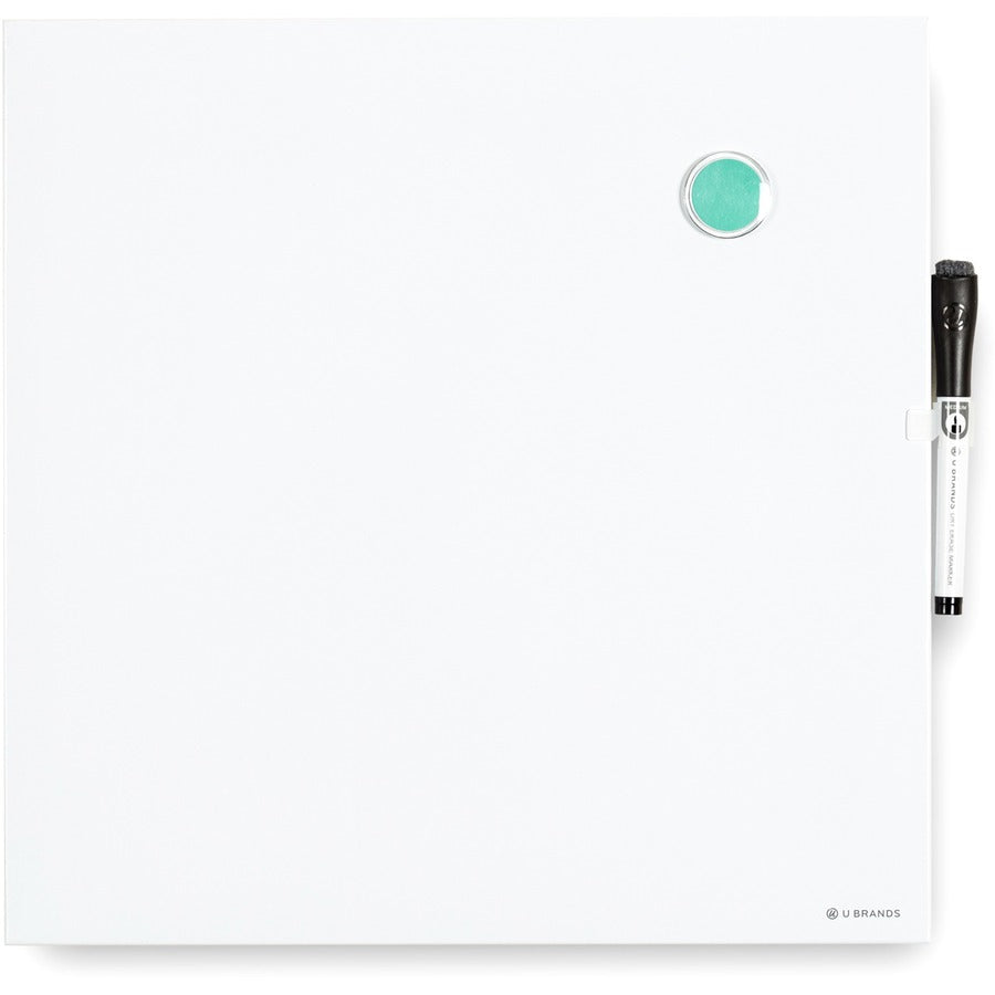 U Brands Magnetic Dry Erase Board - 14.7" Height x 14" Width - White Painted Steel Surface - Square - Horizontal/Vertical - 1 Each