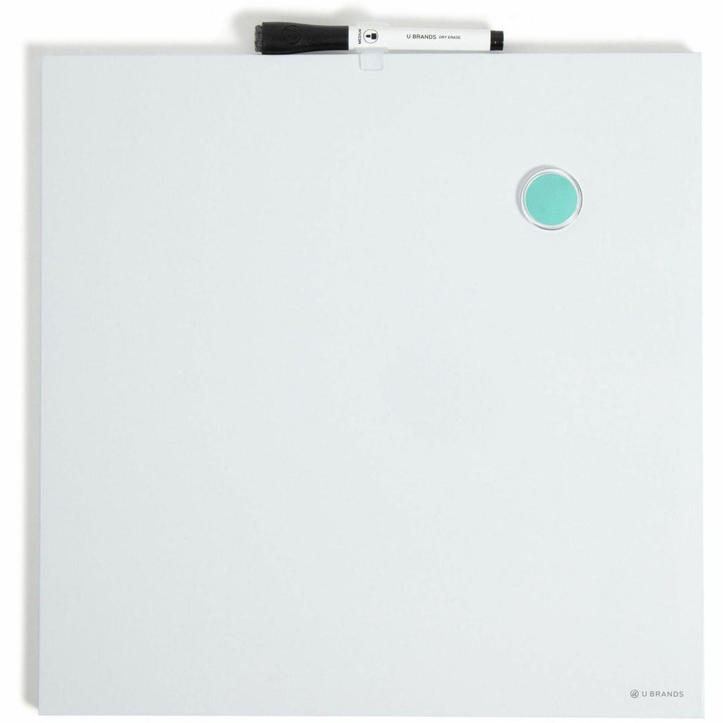 U Brands Magnetic Dry Erase Board - 14.7" Height x 14" Width - White Painted Steel Surface - Square - Horizontal/Vertical - 1 Each