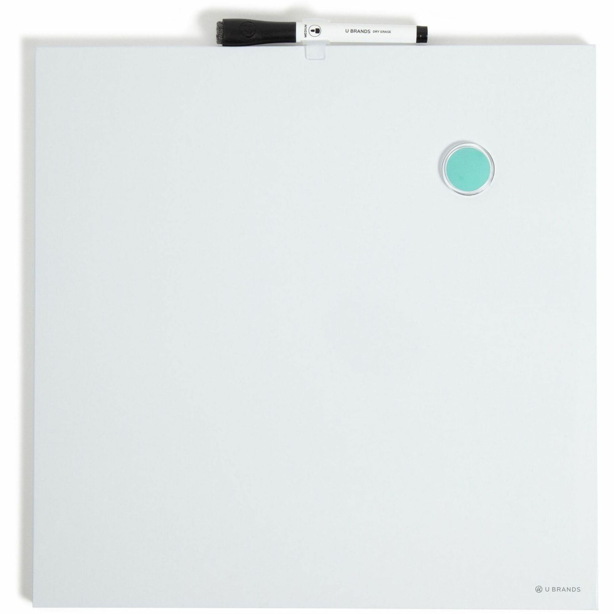U Brands Magnetic Dry Erase Board - 14.7" Height x 14" Width - White Painted Steel Surface - Square - Horizontal/Vertical - 1 Each