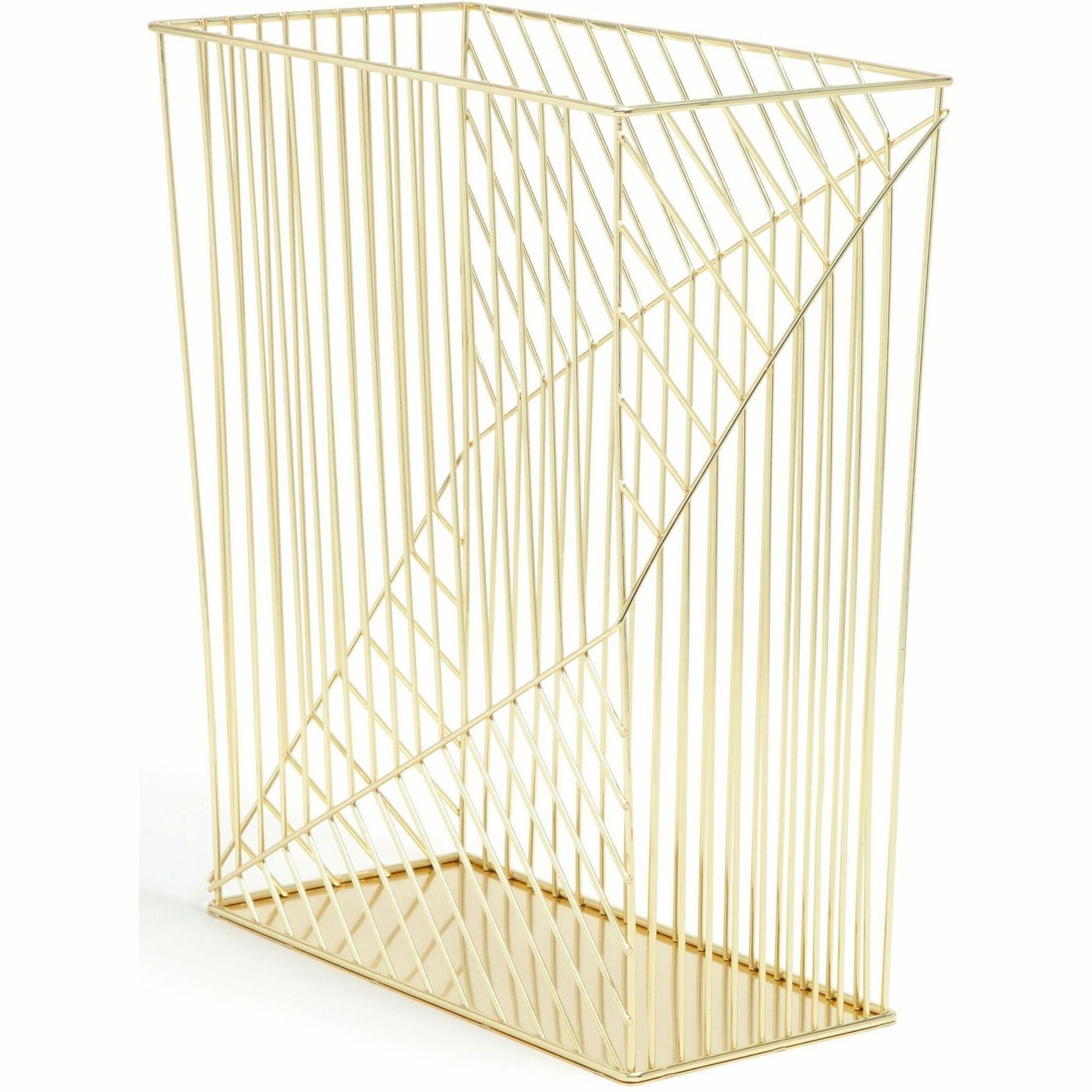 U Brands Metal Wastebasket, Vena Collection, 6 Gallon Capacity, Gold (3232U02-06) - Sturdy, Lightweight - 6.1" Height x 12.2" Width - Metal - Gold