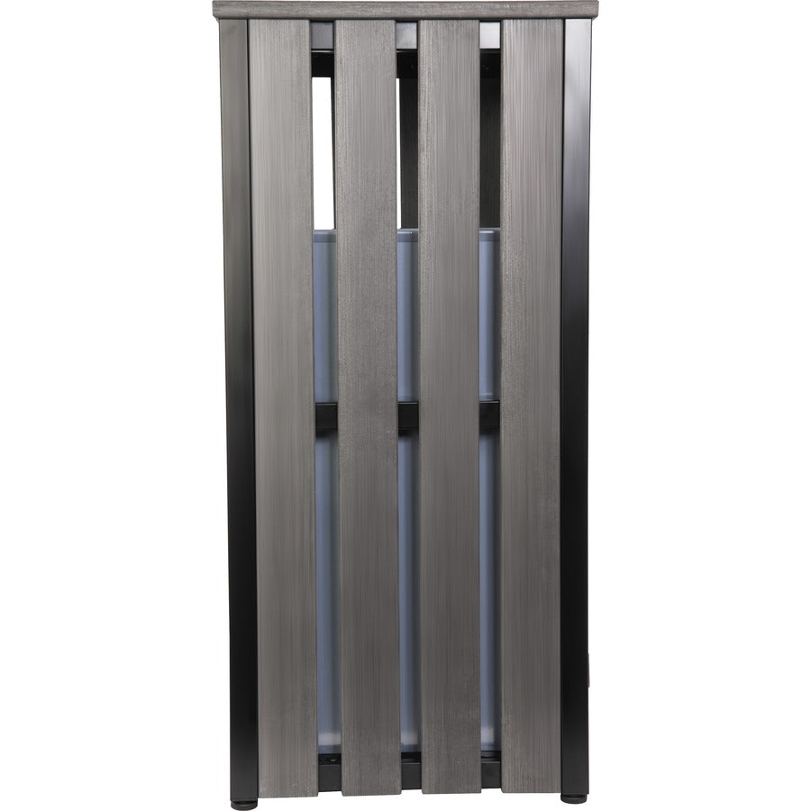 Lorell Faux Wood Outdoor Waste Bin - Rectangular - Weather Resistant - 33.6" Height - Polystyrene - Weathered Charcoal - 1 Each