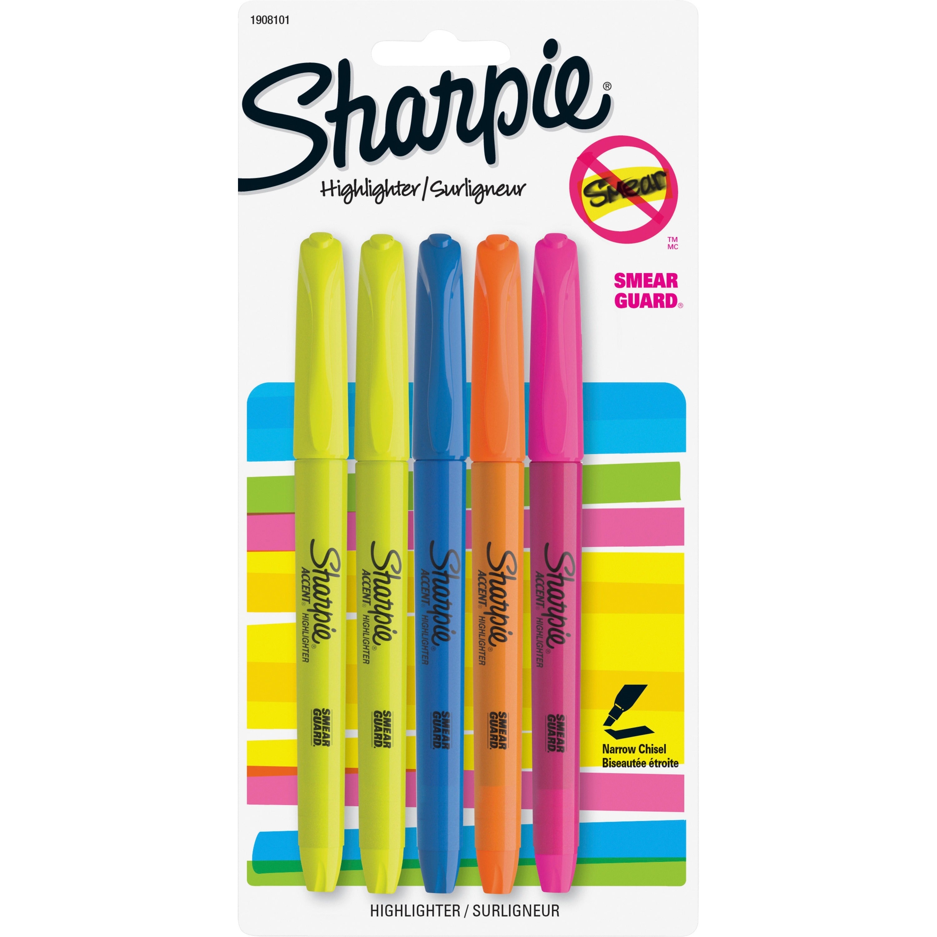 Pocket Style Highlighters, Assorted Ink Colors, Chisel Tip, Assorted Barrel Colors, 5/Set