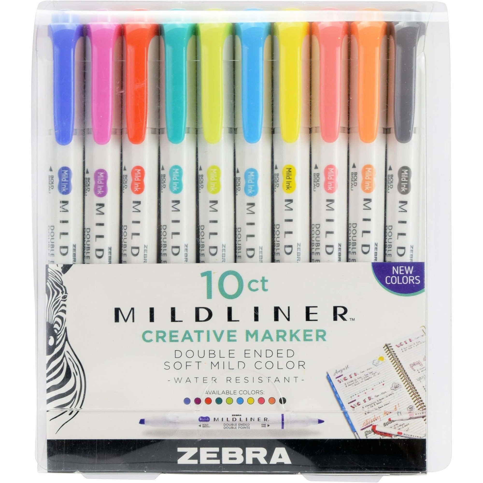 Mildliner Double Ended Highlighter, Assorted Ink Colors, Bold-Chisel/Fine-Bullet Tips, Assorted Barrel Colors, 10/Set