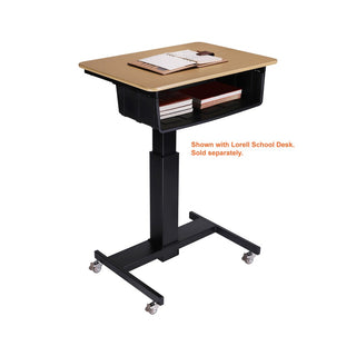 Lorell Sit-to-Stand School Desk w/Large Book Box - Large x 20" Width x 15" Depth x 5" Height - Black