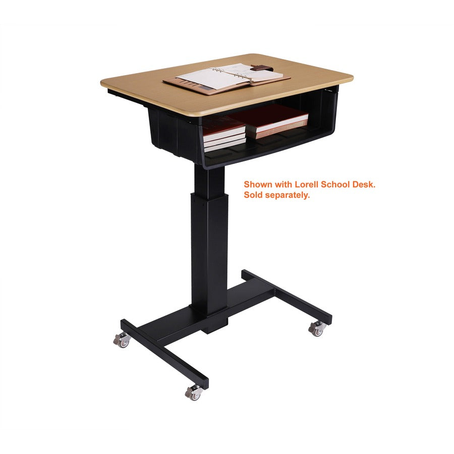 Lorell Sit-to-Stand School Desk w/Large Book Box - Large x 20" Width x 15" Depth x 5" Height - Black