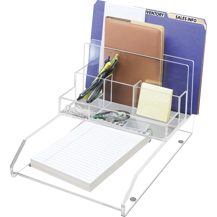 Kantek Acrylic File Sorter Desk Organizer - 10.6" Height x 11" Width x 6.5" DepthDesktop - Clear - Acrylic - 1 Each