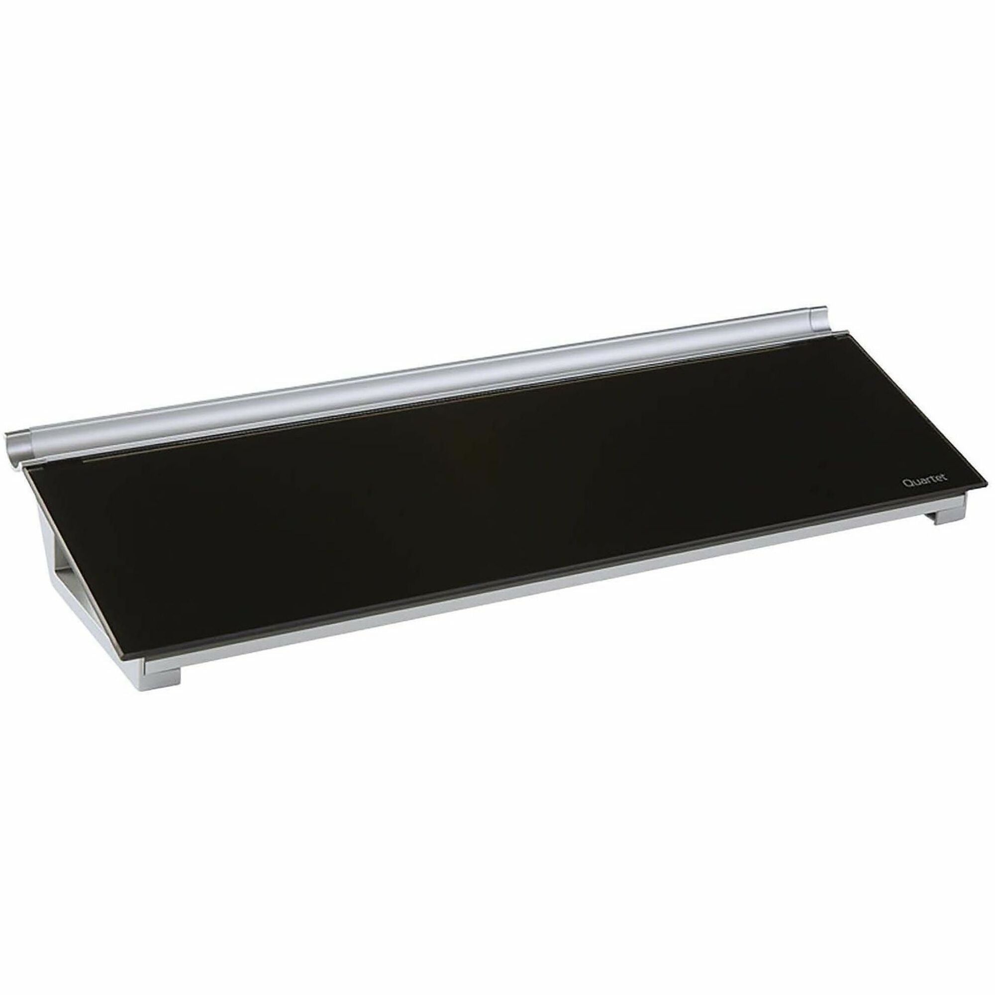 Quartet Glass Dry-Erase Desktop Computer Pad - 6" (0.5 ft) Width x 18" (1.5 ft) Height - Black Glass Surface - Rectangle - Horizontal - Desktop - 1 Each