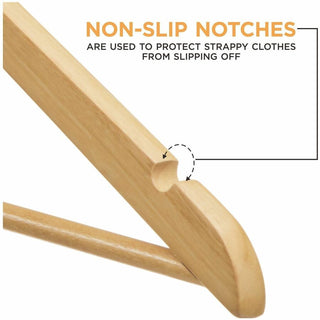 Lorell Wooden Coat Hangers - for Coat, Clothes, Garment - Wooden, Metal - Natural - 30 / Carton