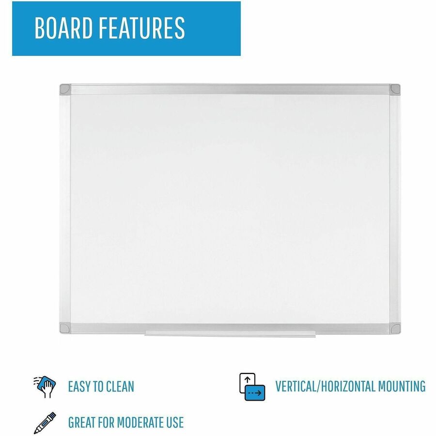 Bi-silque Ayda Melamine Dry Erase Board - 24" (2 ft) Width x 36" (3 ft) Height - Melamine Surface - Rectangle - Horizontal/Vertical - 1 Each