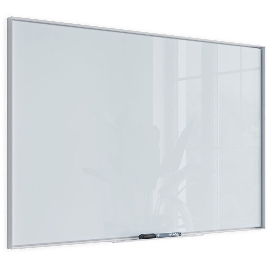 U Brands Frosted Glass Dry Erase Board - 23" (1.9 ft) Width x 35" (2.9 ft) Height - Frosted White Tempered Glass Surface - White Aluminum Frame - Rectangle - Horizontal/Vertical - 1 Each