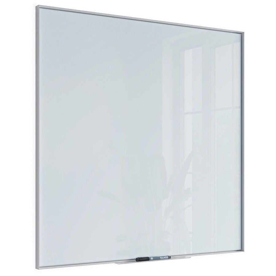 U Brands Frosted Glass Dry Erase Board - 35" (2.9 ft) Width x 35" (2.9 ft) Height - Frosted White Tempered Glass Surface - White Aluminum Frame - Square - Horizontal/Vertical - 1 Each