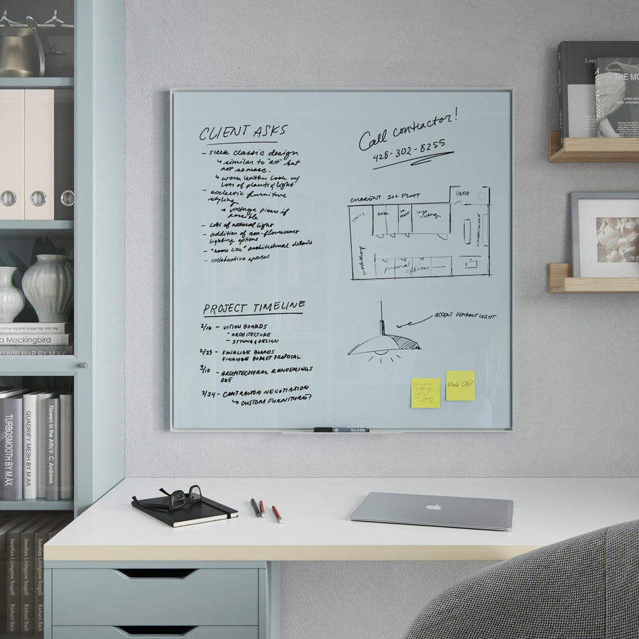 u-brands-frosted-glass-dry-erase-board-35-29-ft-width-x-35-29-ft-height-frosted-white-tempered-glass-surface-white-aluminum-frame-square-horizontal-vertical-1-each_ubr2825u0001 - 2