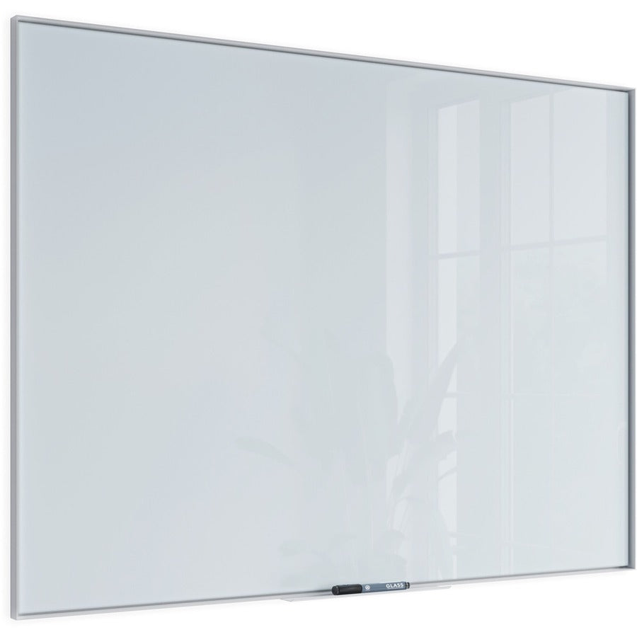 U Brands Frosted Glass Dry Erase Board - 35" (2.9 ft) Width x 47" (3.9 ft) Height - Frosted White Tempered Glass Surface - White Aluminum Frame - Rectangle - Horizontal/Vertical - 1 Each