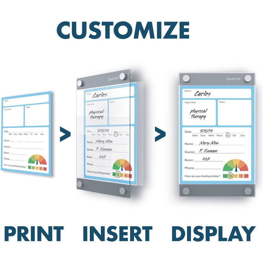 Quartet Infinity Customizable Glass Dry-Erase Board - 8.5" (0.7 ft) Width x 11" (0.9 ft) Height - Clear/White Glass Surface - Rectangle - Horizontal/Vertical - Magnetic - Assembly Required - 1 Each