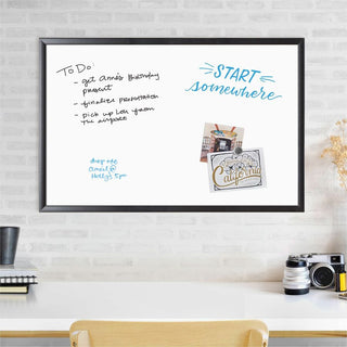 Magnetic Dry Erase Board with Wood Frame, 35 x 23, White Surface, Black Frame