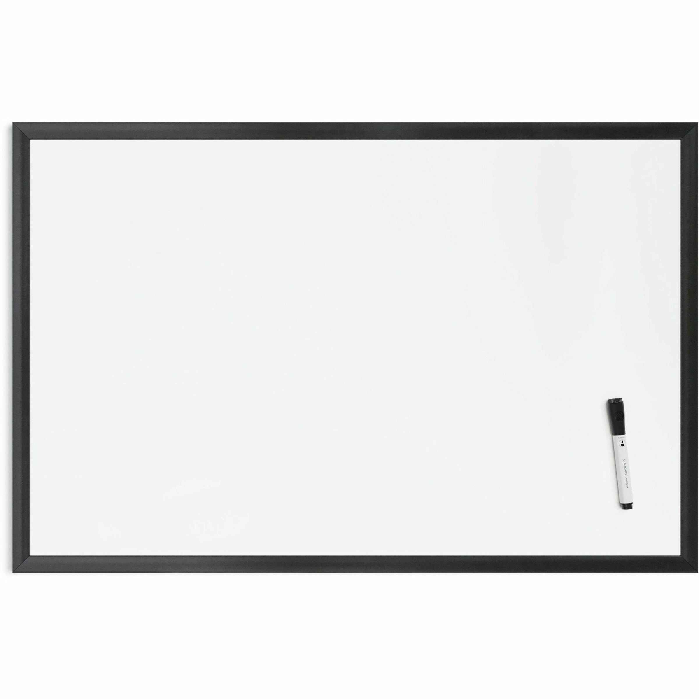 Magnetic Dry Erase Board with Wood Frame, 35 x 23, White Surface, Black Frame