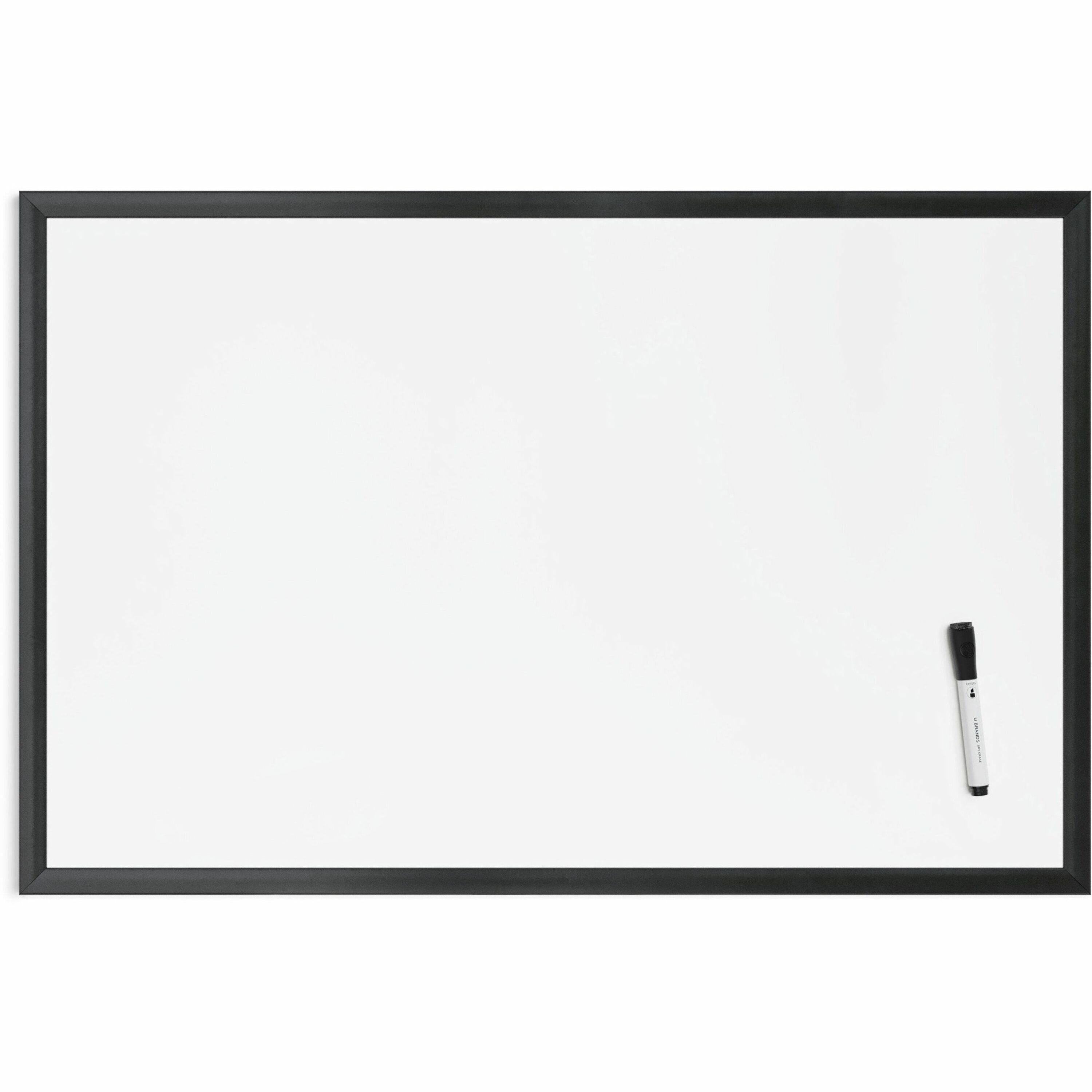 Magnetic Dry Erase Board with Wood Frame, 35 x 23, White Surface, Black Frame