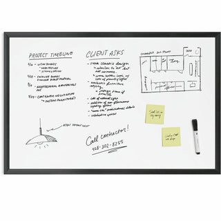 Magnetic Dry Erase Board with Wood Frame, 35 x 23, White Surface, Black Frame