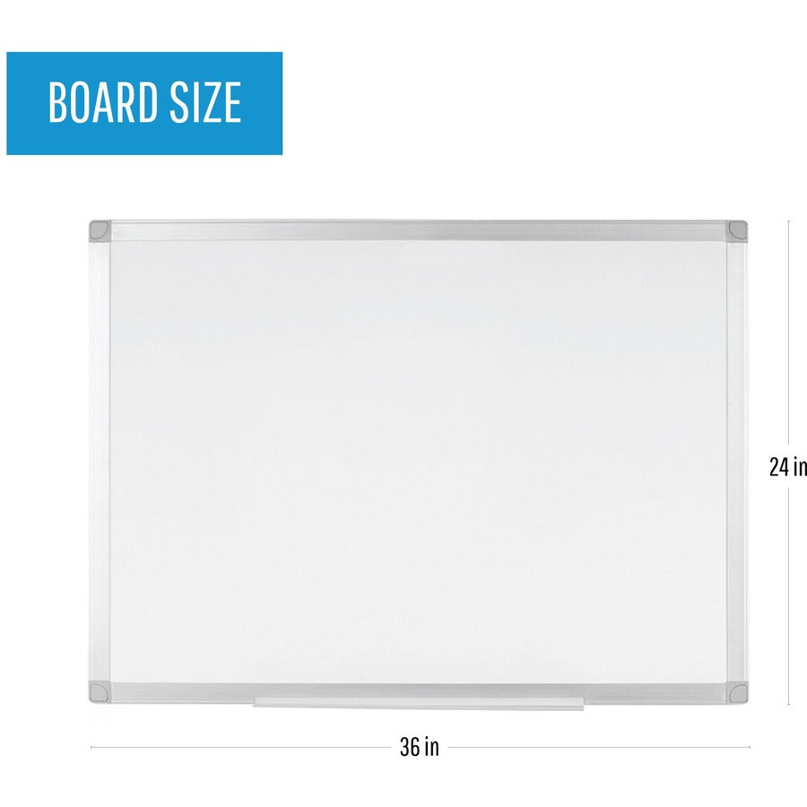 Bi-silque Ayda Porcelain Dry Erase Board - 36" (3 ft) Width x 24" (2 ft) Height - White Porcelain Surface - Aluminum Frame - Rectangle - Horizontal/Vertical - Magnetic - 1 Each