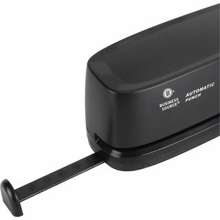 Business Source Electric Hole Punch - 3 Punch Head(s) - 10 Sheet of 20lb Paper - 9/32" Punch Size - 2.6" x 11.9" x 3.2" - Black
