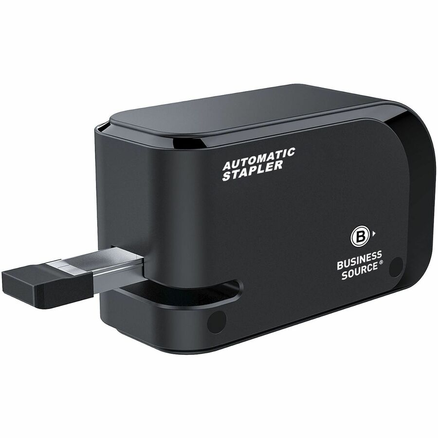 Business Source Electric Stapler - 20 Sheets Capacity - 105 Staple Capacity - Half Strip - 24/6mm, 26/6mm Staple Size - 2 x AA Batteries - Battery Included - 1 Each - Black