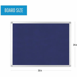 MasterVision Ayda Fabric 24"W Bulletin Board - Blue Fabric Surface - Tackable, Sleek Style, Robust - 1 Each - 0.5" x 24